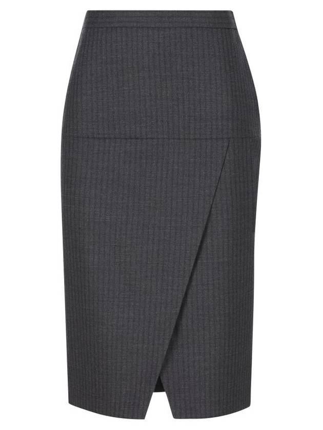 Fendi Pinstripe Wool Pencil Skirt Grey
