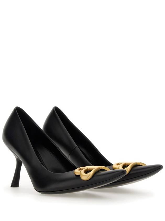 Balenciaga Women's Logo Plaque Pointed toe Heels BLACK