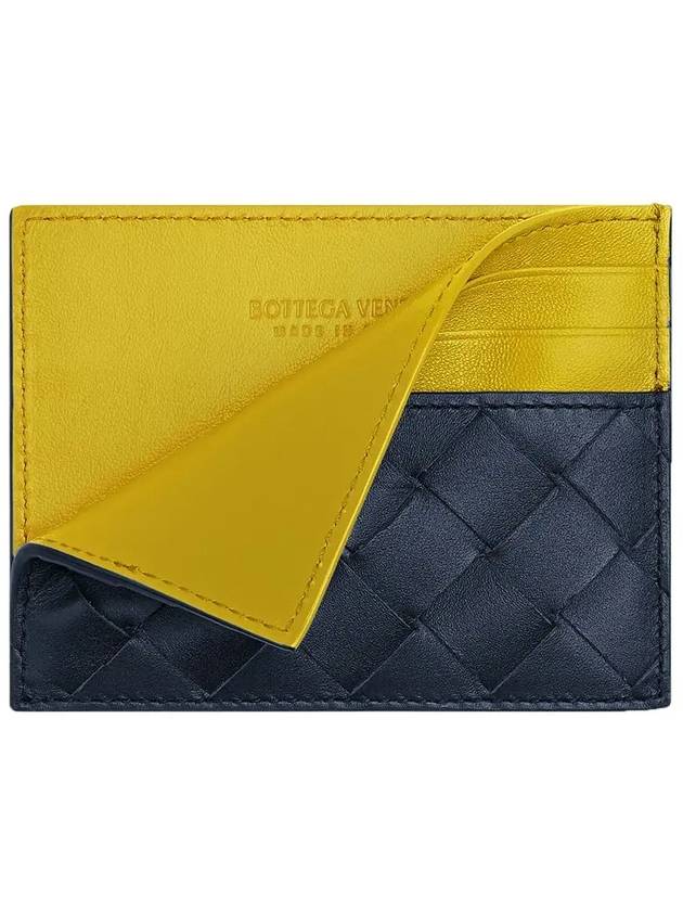 Bottega Veneta Intrecciato Two-Tone Card Wallet Yellow