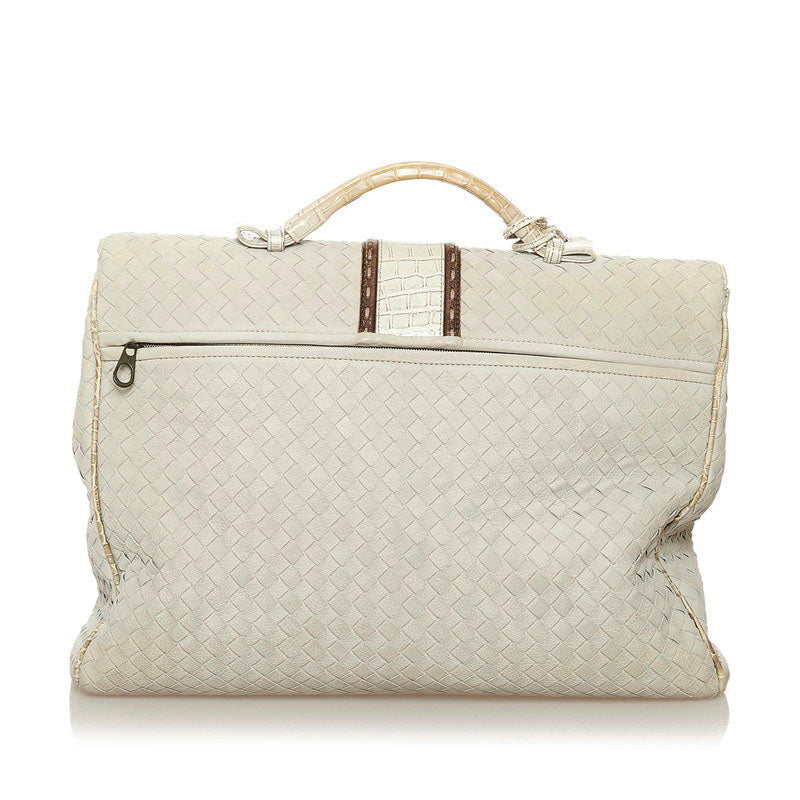Bottega Veneta Interlude 191259 Business Bag Leather Light Grey Men's Gray