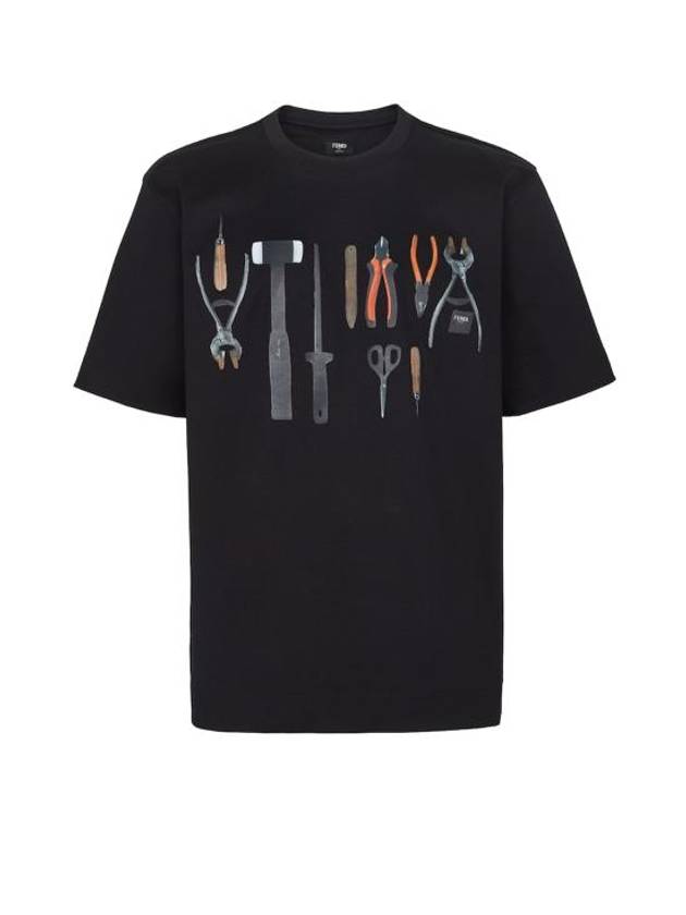 Fendi Tools Print Crew Neck Short Sleeve T-Shirt Black