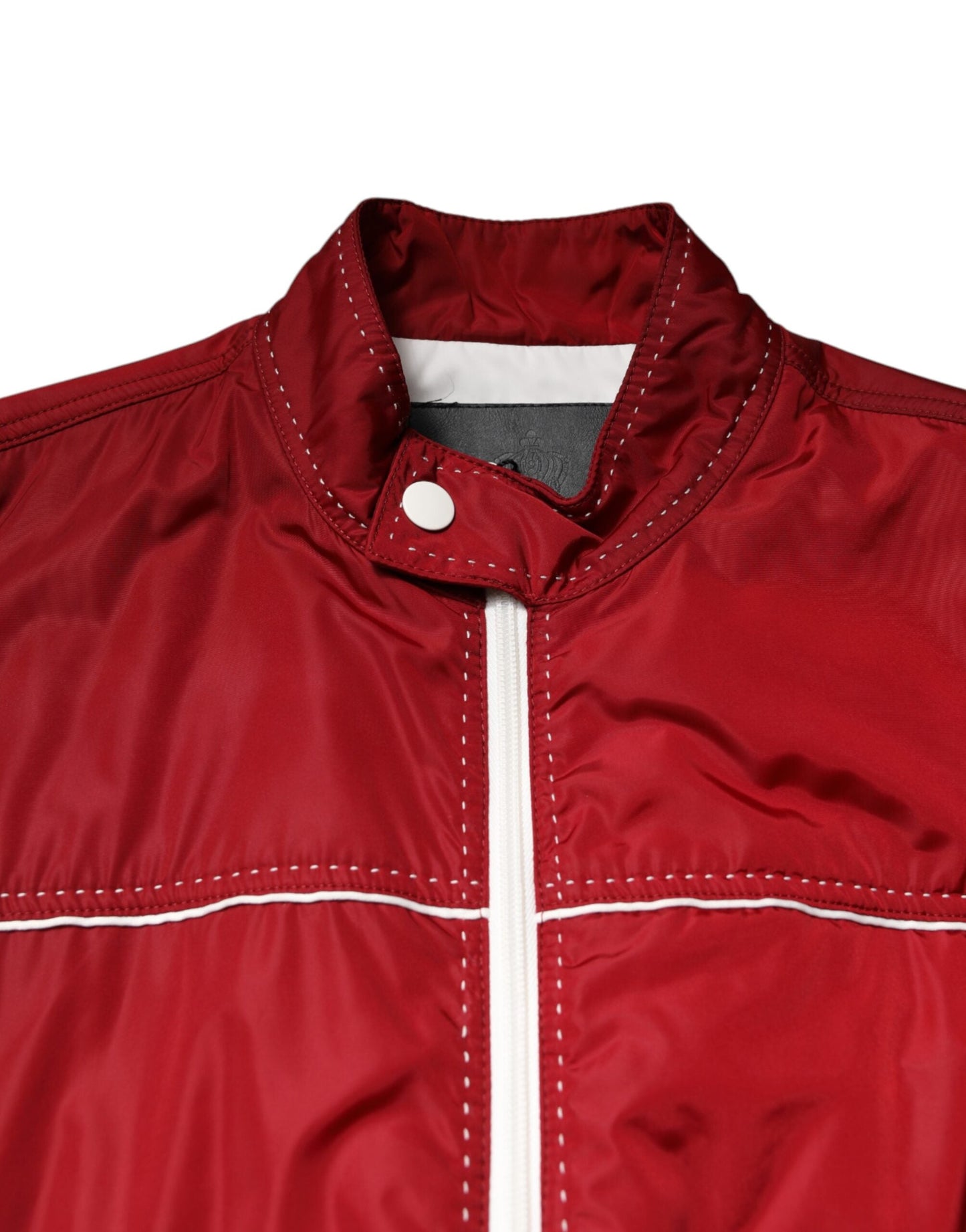 Dolce & Gabbana Red White Nylon Full Zip Men Bomber Men's Jacket