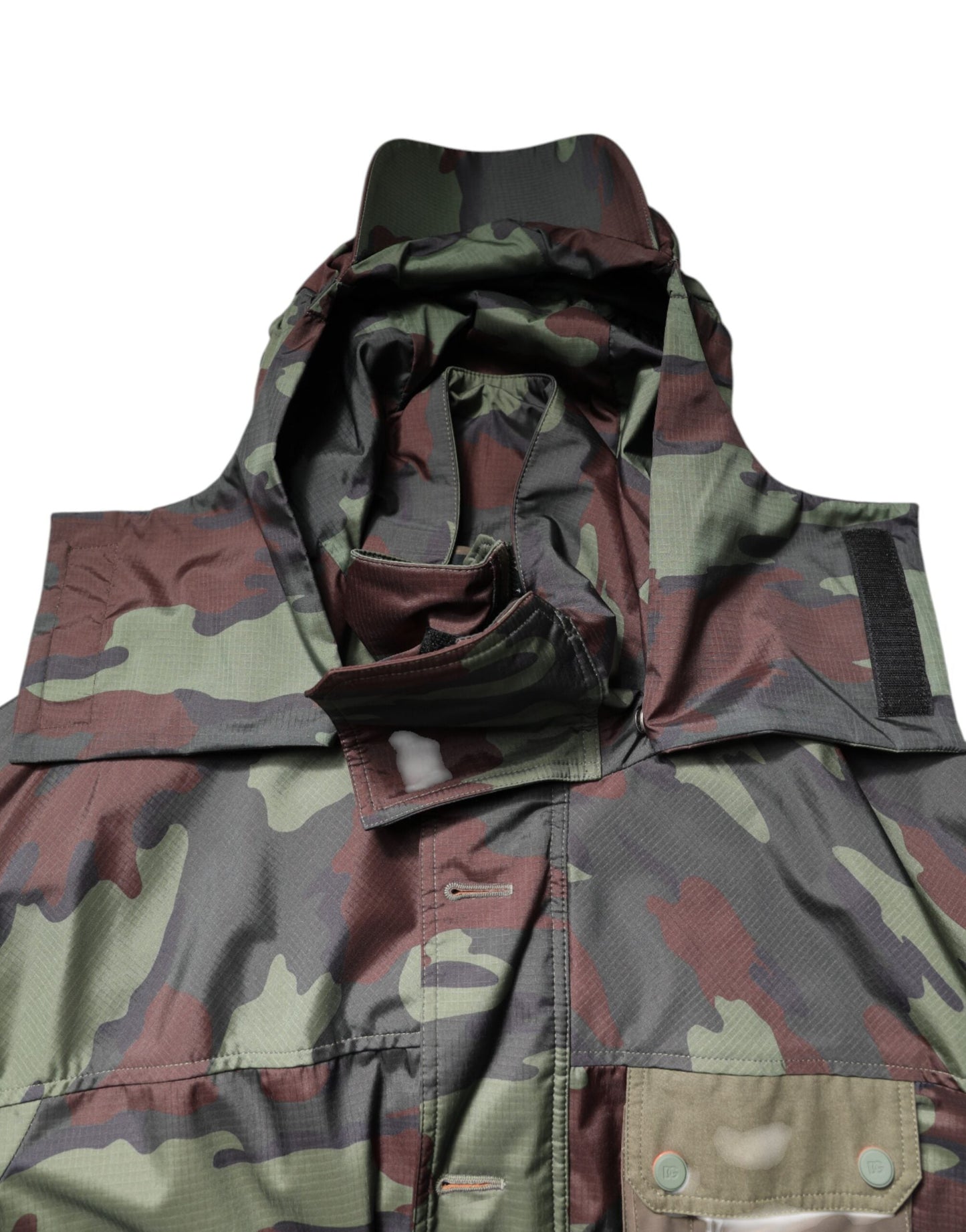 Dolce & Gabbana Multicolor Camouflage Button Hooded Men's Jacket