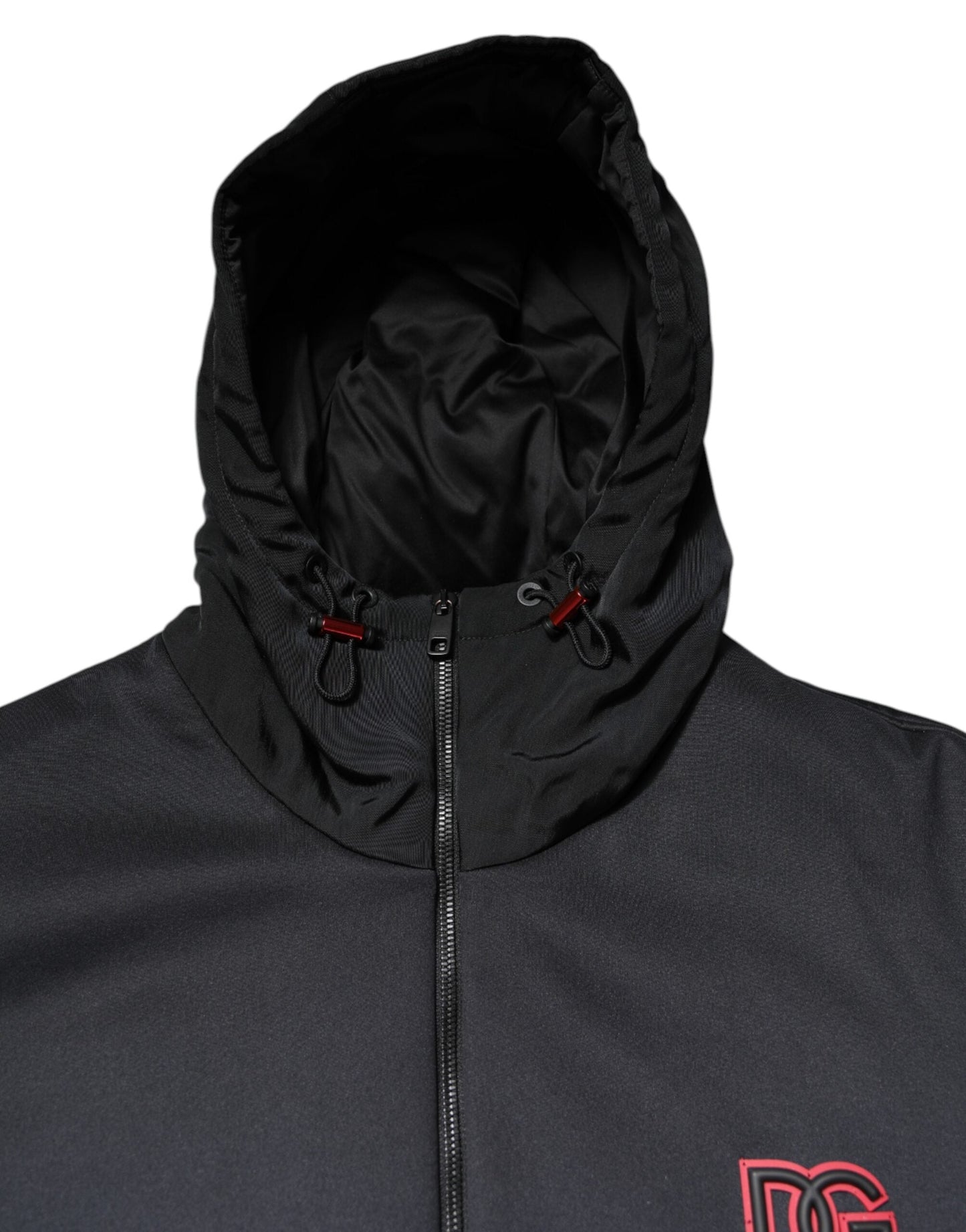 Dolce & Gabbana Black Polyester DG Hooded Full Zip Men's Jacket ()