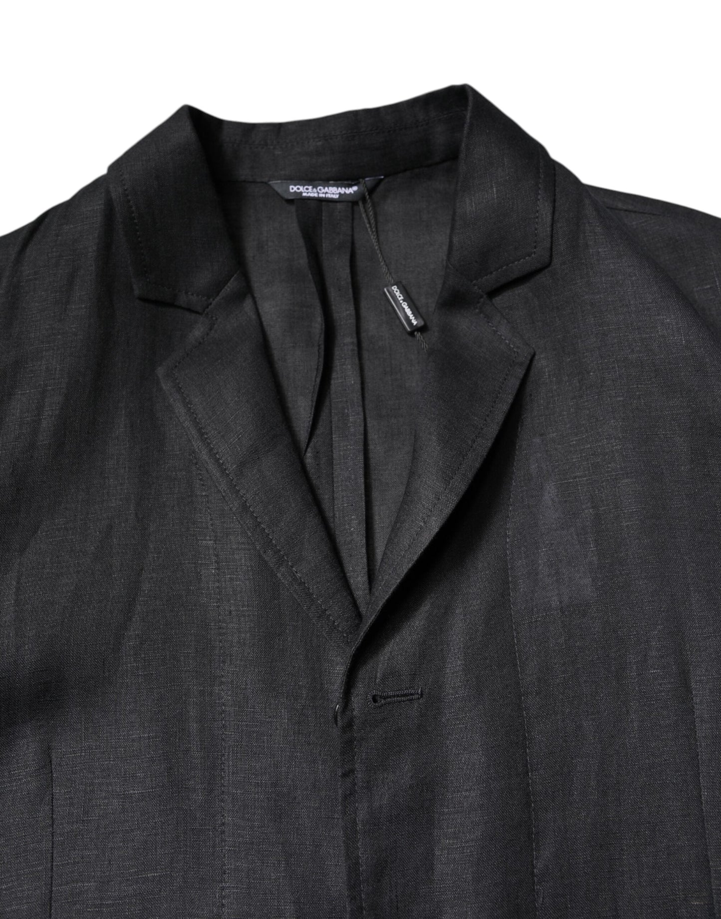 Dolce & Gabbana Black Linen Single Breasted Men Coat Men's Blazer ()