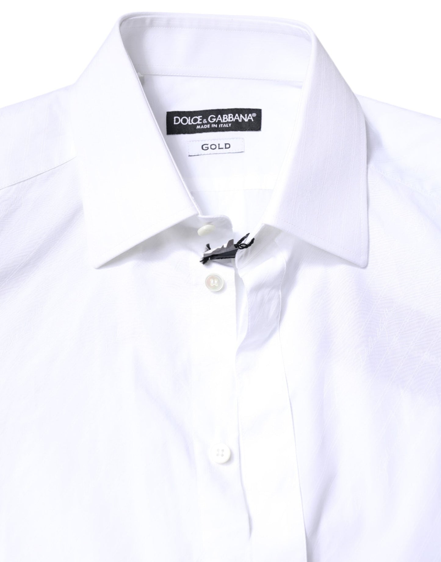 Dolce & Gabbana White Cotton GOLD Dress Formal Collared Men's Shirt ()