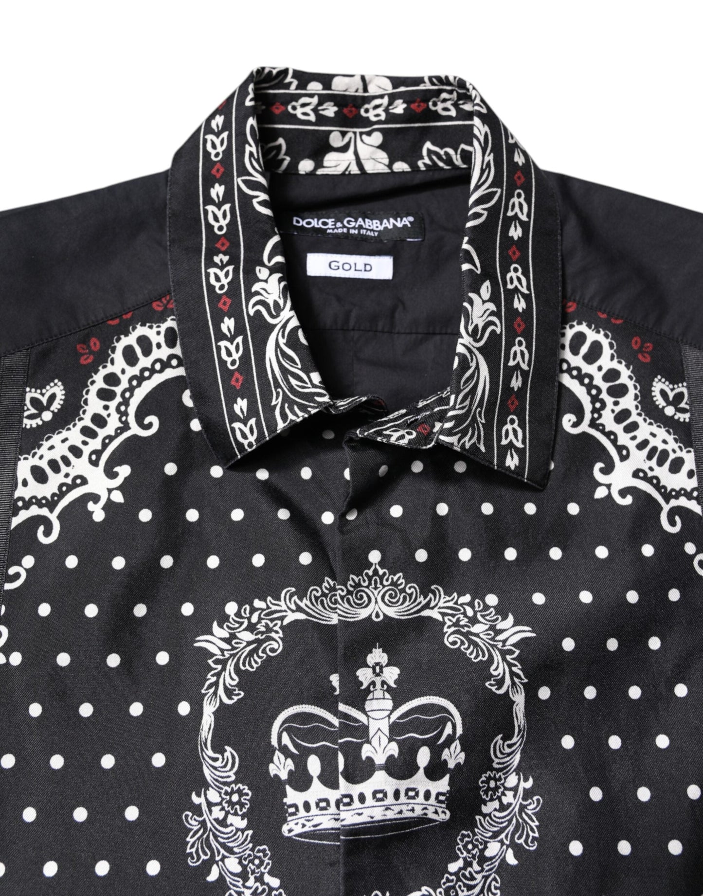 Dolce & Gabbana Black White Bandana GOLD Formal Dress Men's Shirt ()