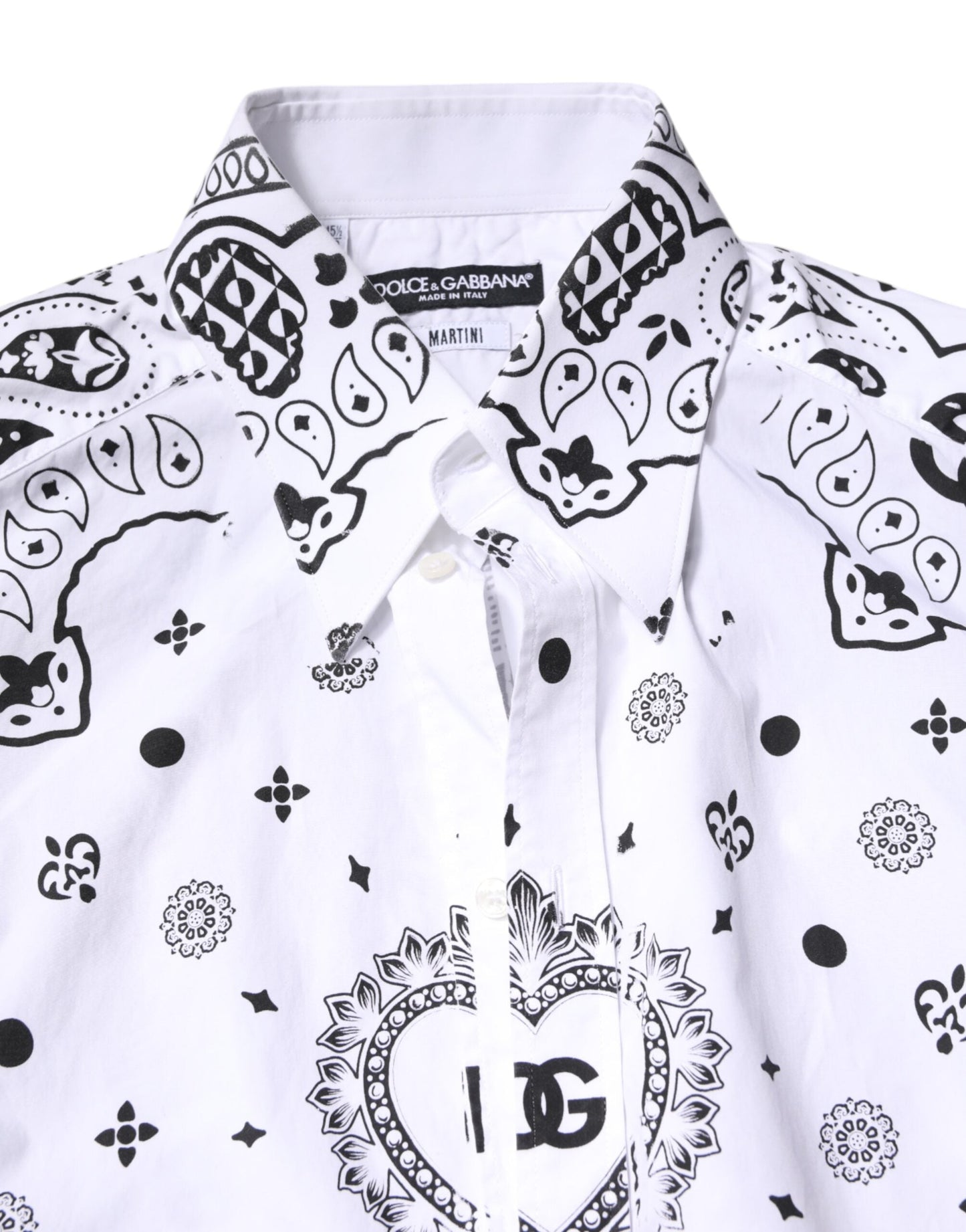 Dolce & Gabbana White Black Bandana MARTINI Men Dress Men's Shirt ()