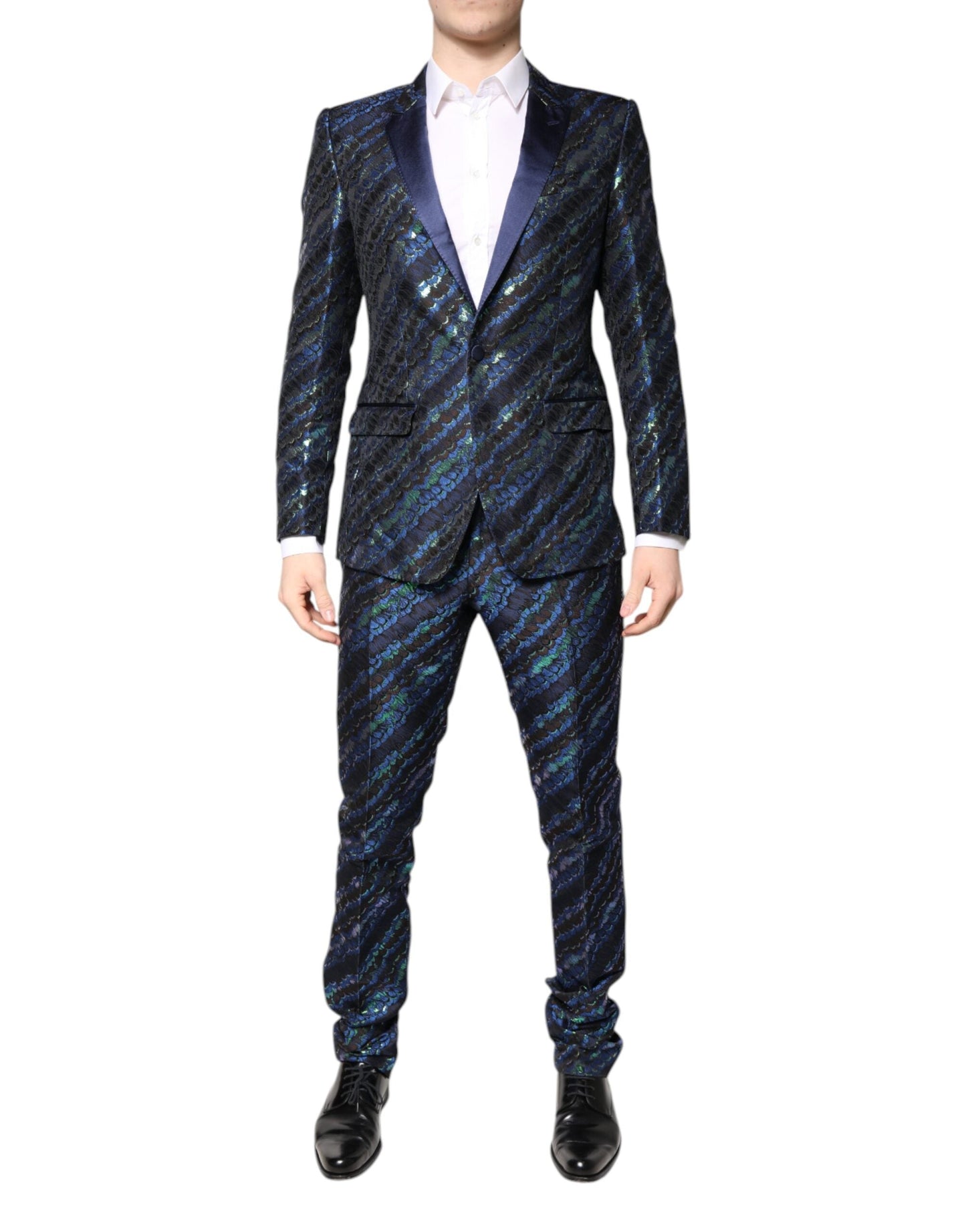Dolce & Gabbana Multicolor Polyester Jacquard 2 Piece Men's Suit