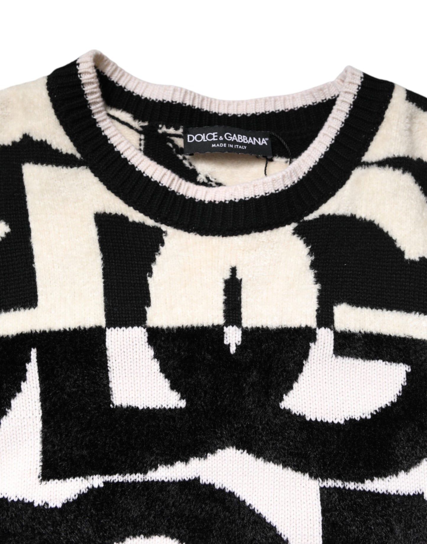 Dolce & Gabbana White Black Logo Print Women Pullover Women's Sweater