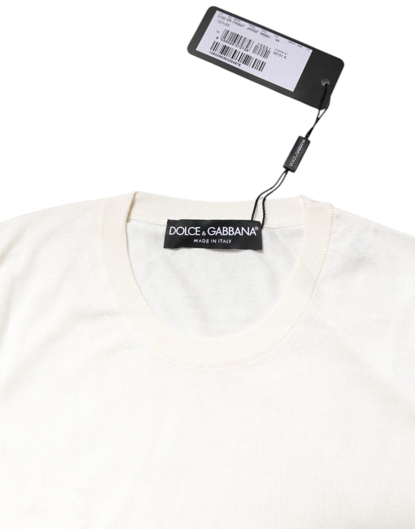 Dolce & Gabbana White Silk Round Neck Sleeveless Tank Women's Top