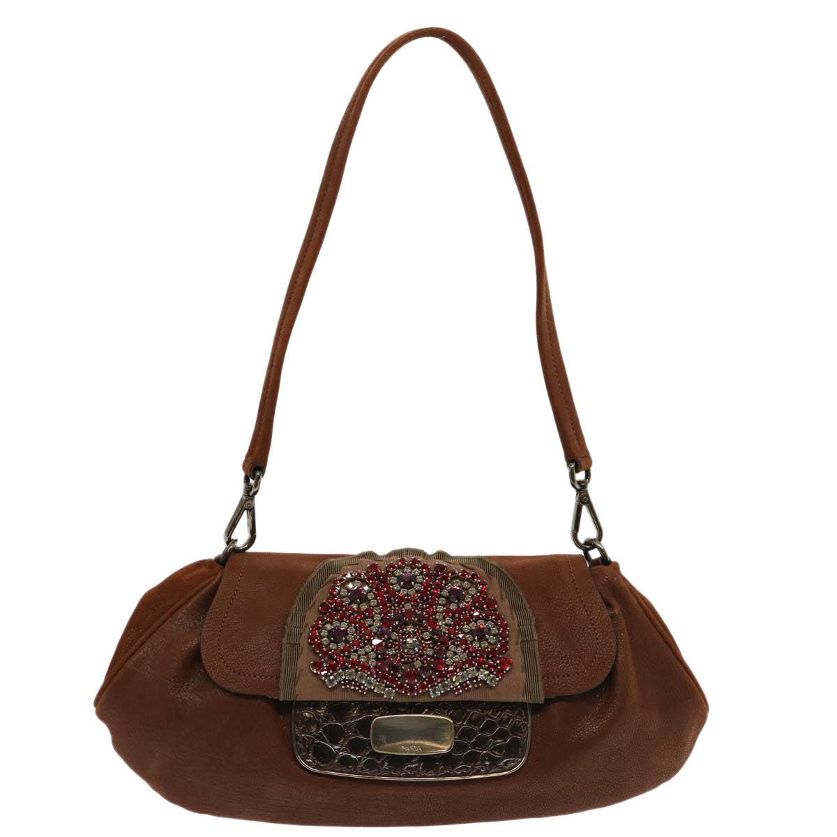 PRADA Shoulder Bag Leather Brown 70339