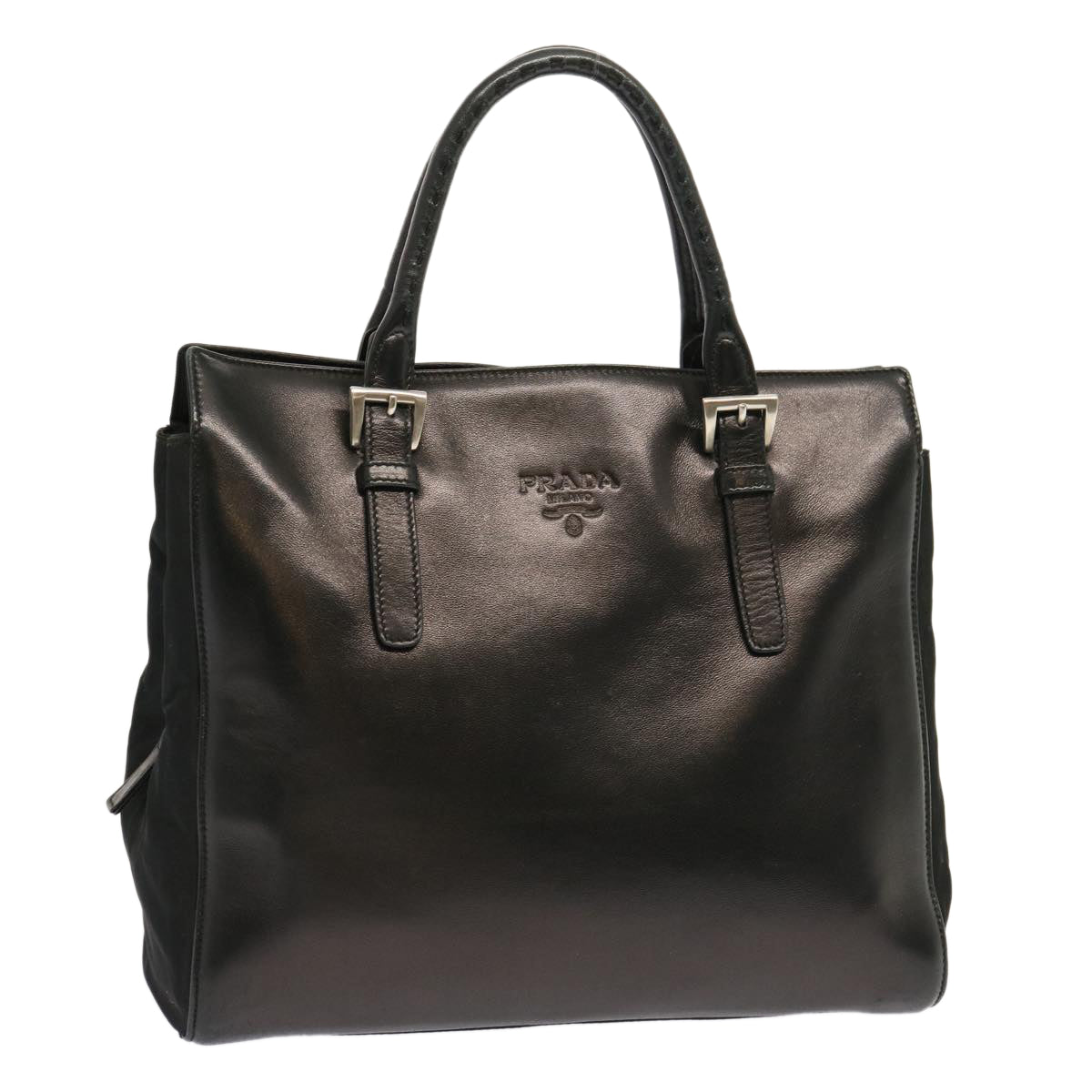 PRADA Hand Bag Leather Black 70340