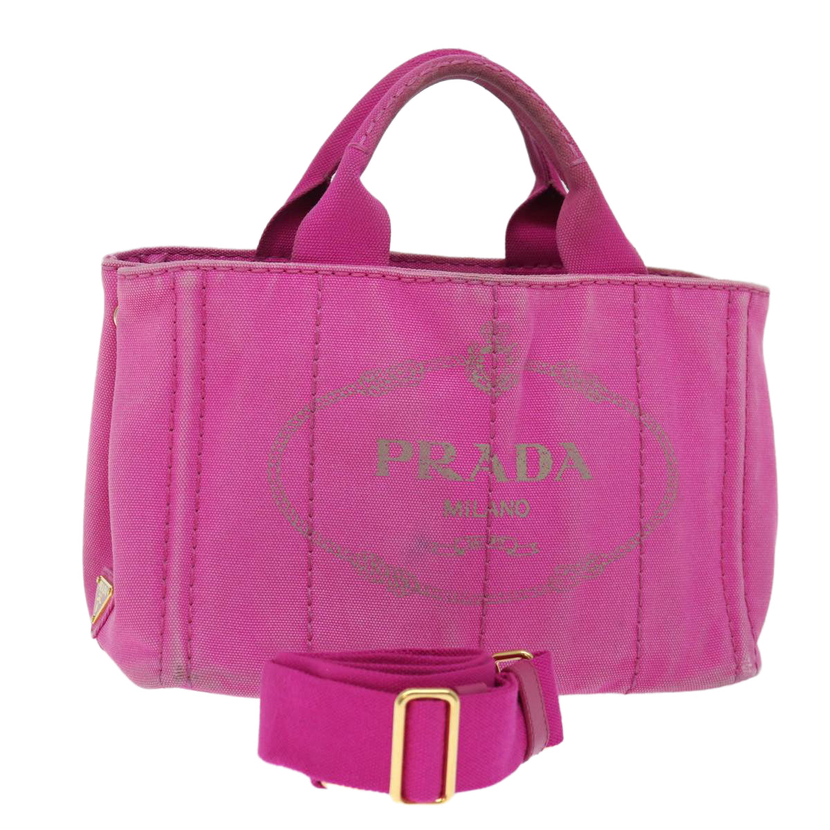 PRADA Canapa PM Hand Bag Canvas 2way Pink 70427
