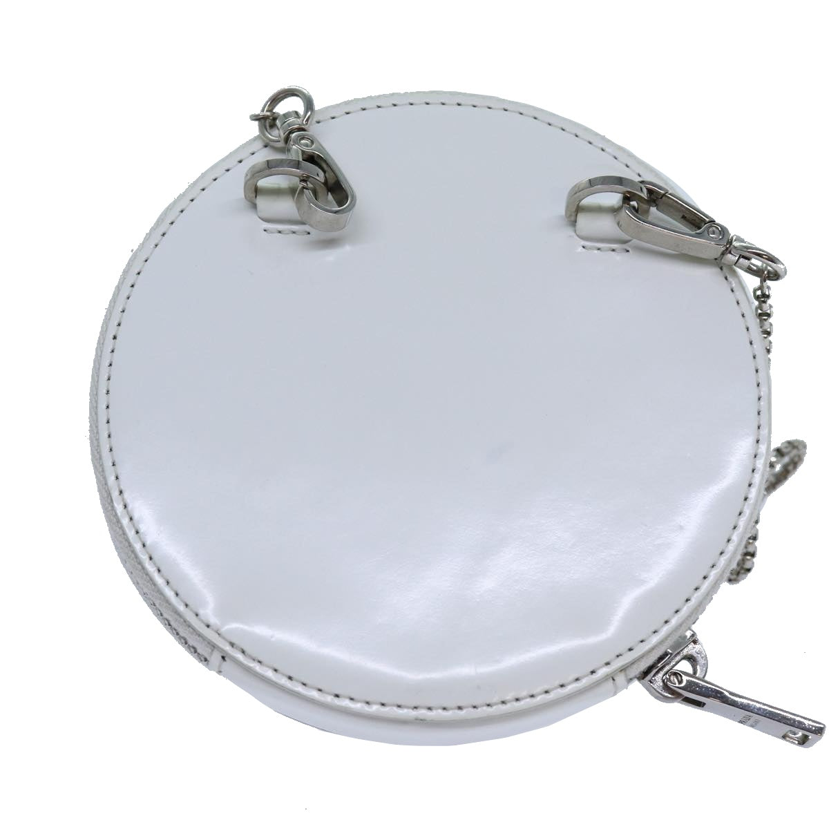PRADA Chain Shoulder Bag Patent leather White 70442