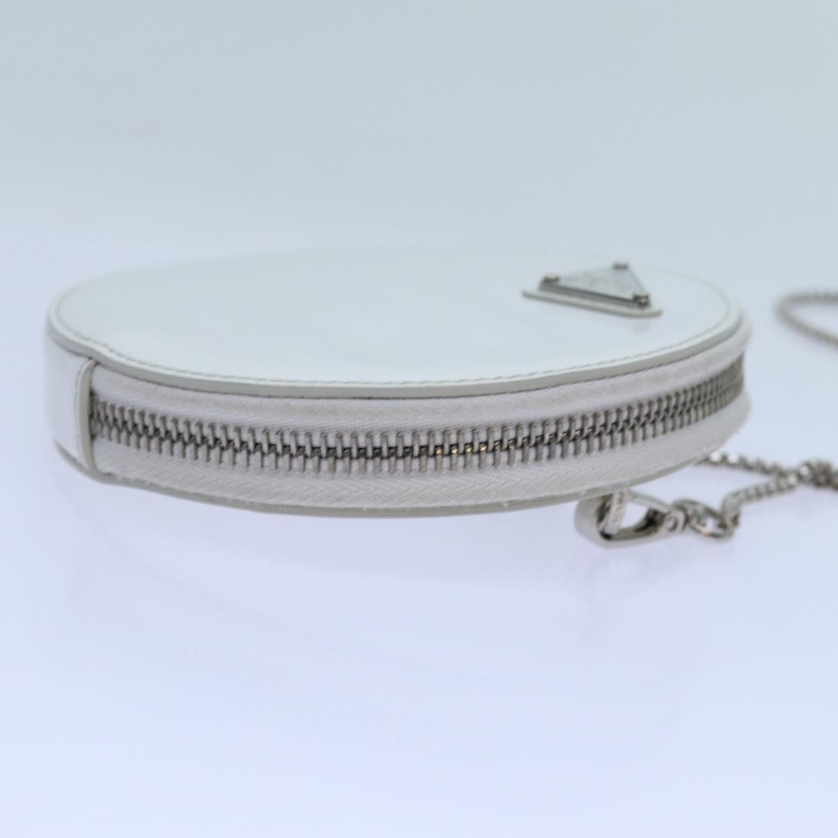PRADA Chain Shoulder Bag Patent leather White 70442
