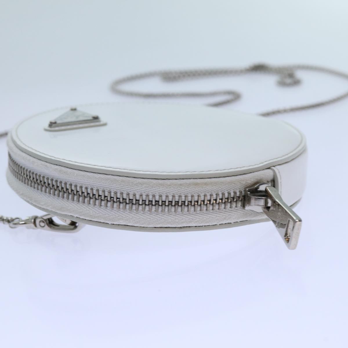 PRADA Chain Shoulder Bag Patent leather White 70442