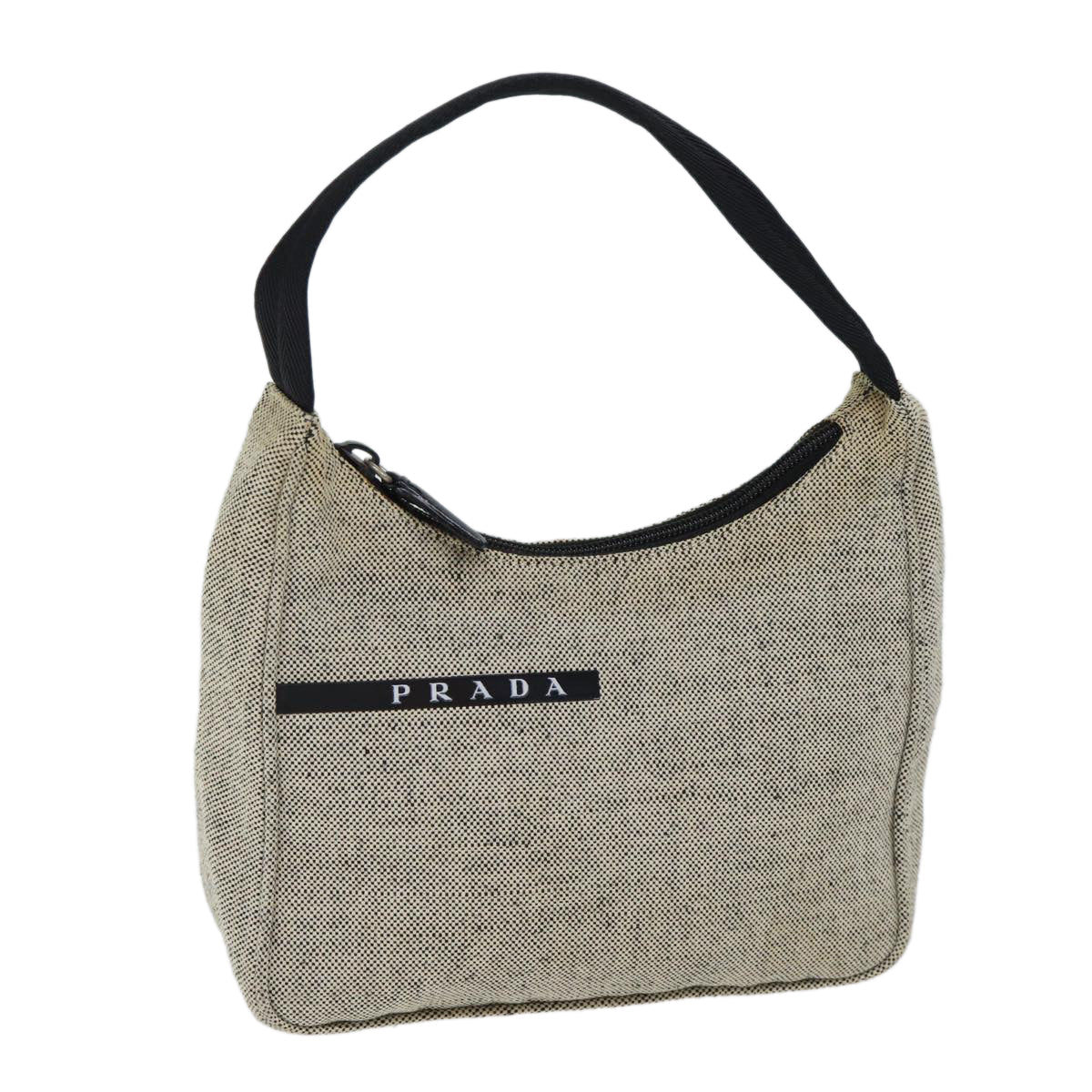 PRADA Hand Bag Canvas Gray 70526