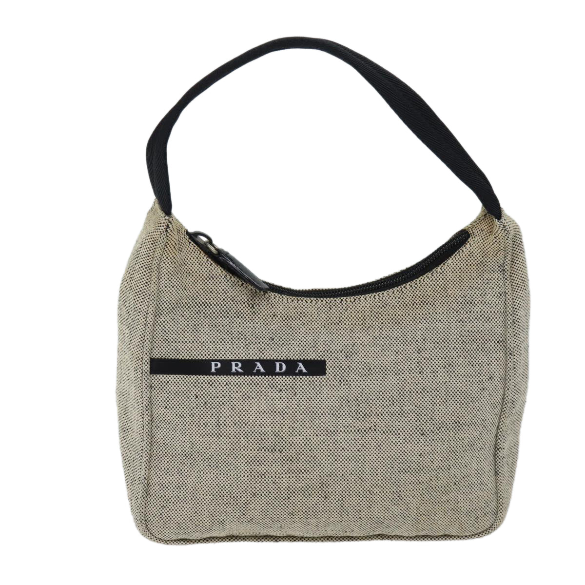 PRADA Hand Bag Canvas Gray 70526