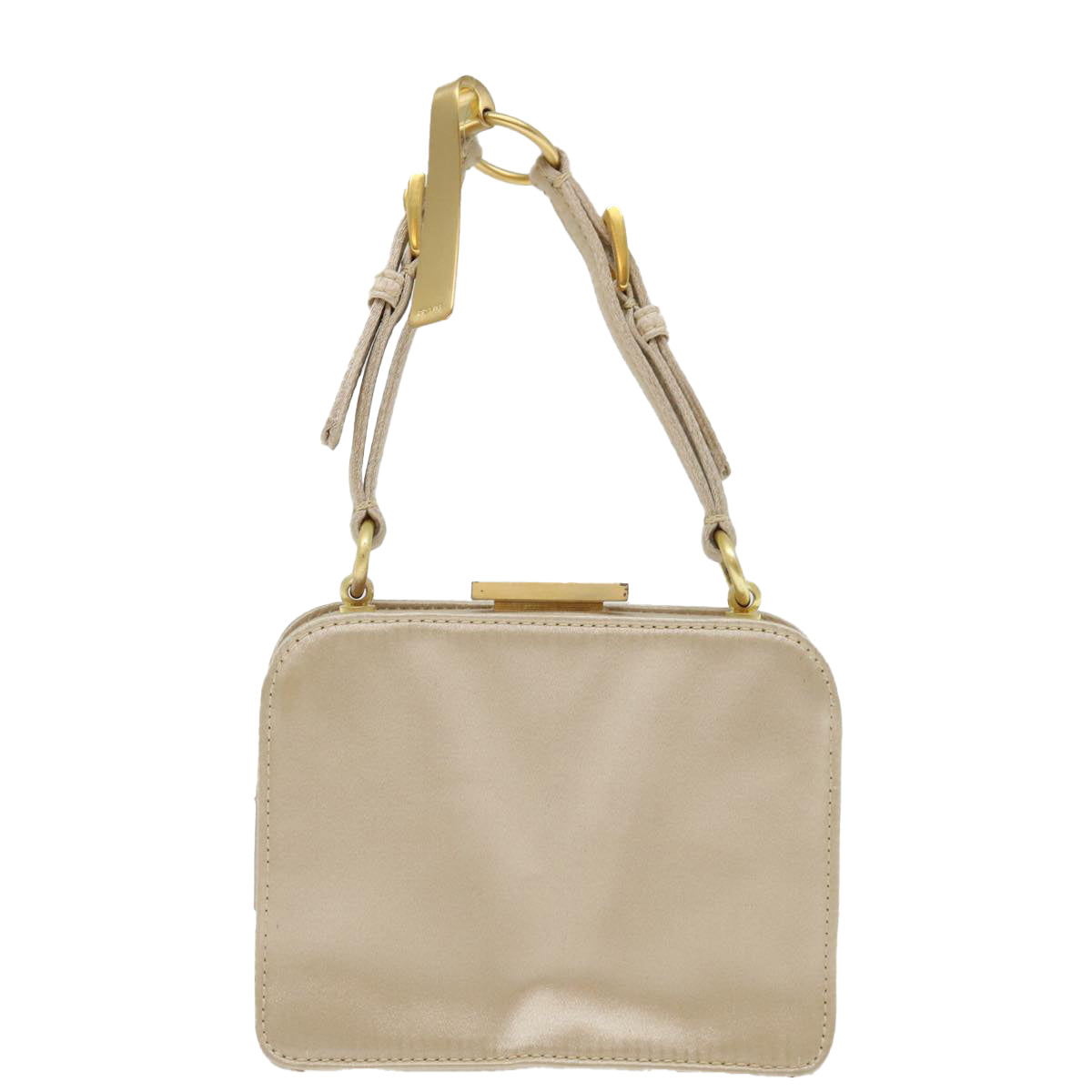 PRADA Hand Bag Satin Gold 70527