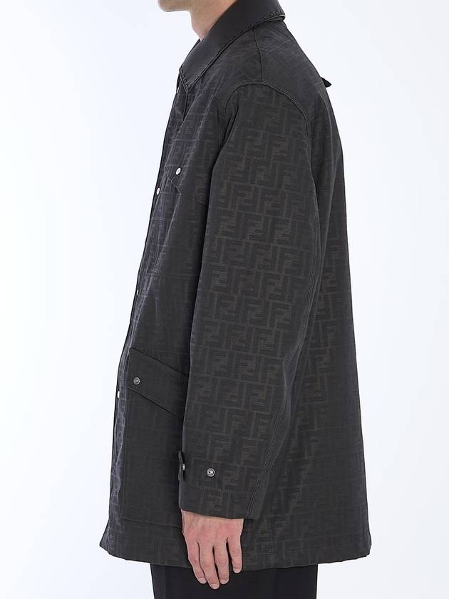 Fendi Waxed FF Jacquard Blouson Jacket Brown