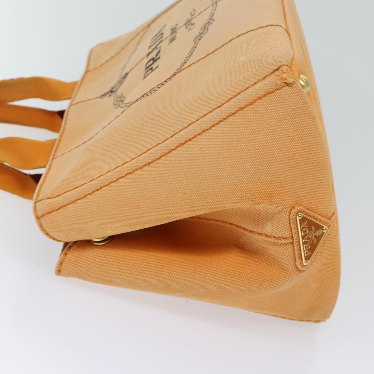 PRADA Canapa MM Hand Bag Canvas Orange 70580