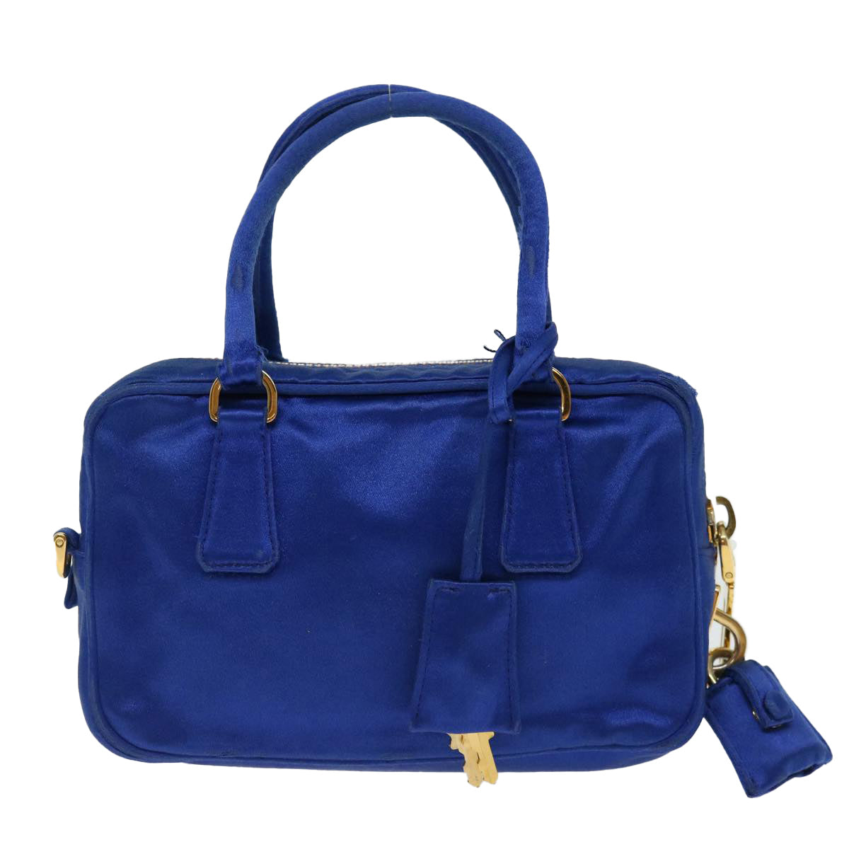 PRADA Hand Bag Satin 2way Blue 70643
