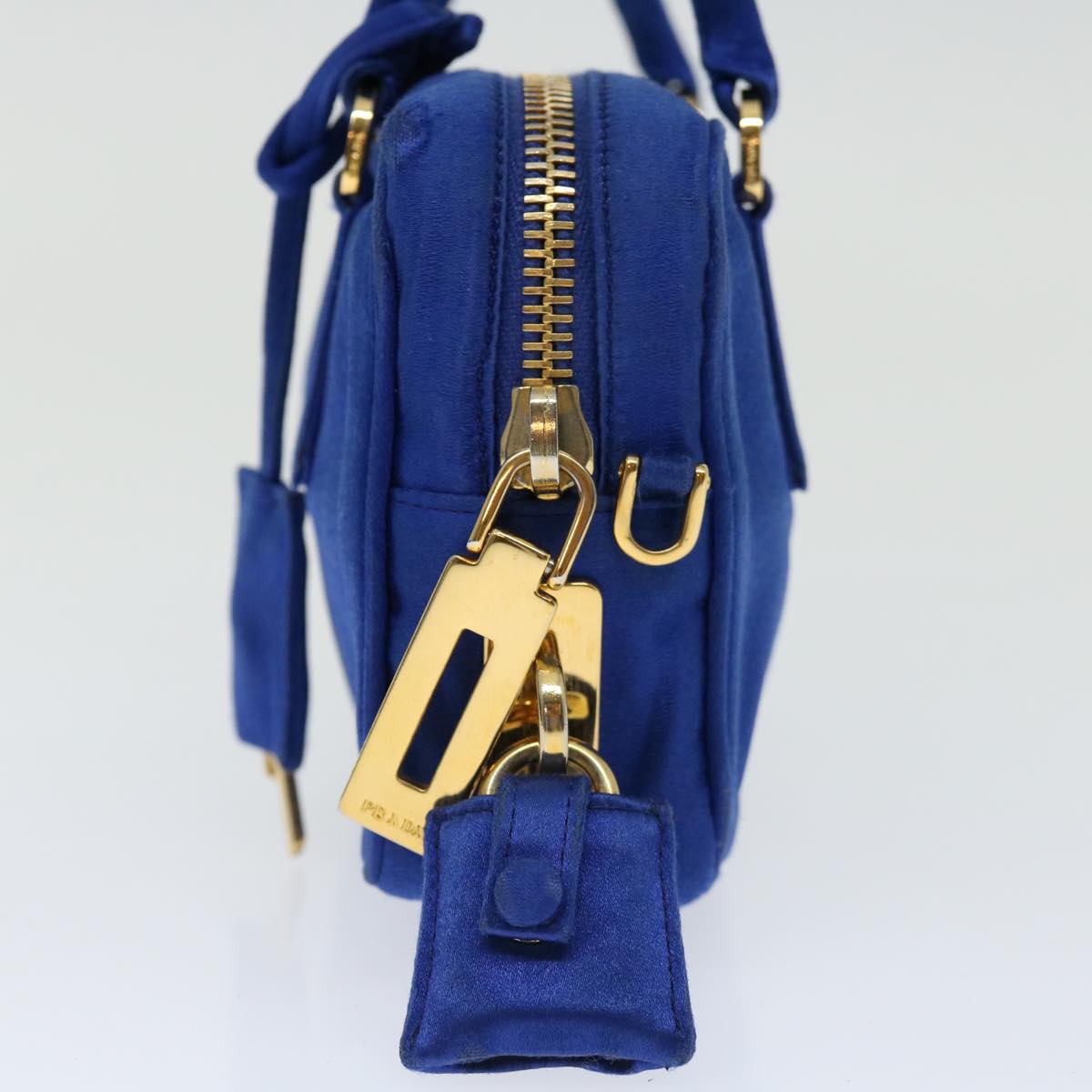 PRADA Hand Bag Satin 2way Blue 70643