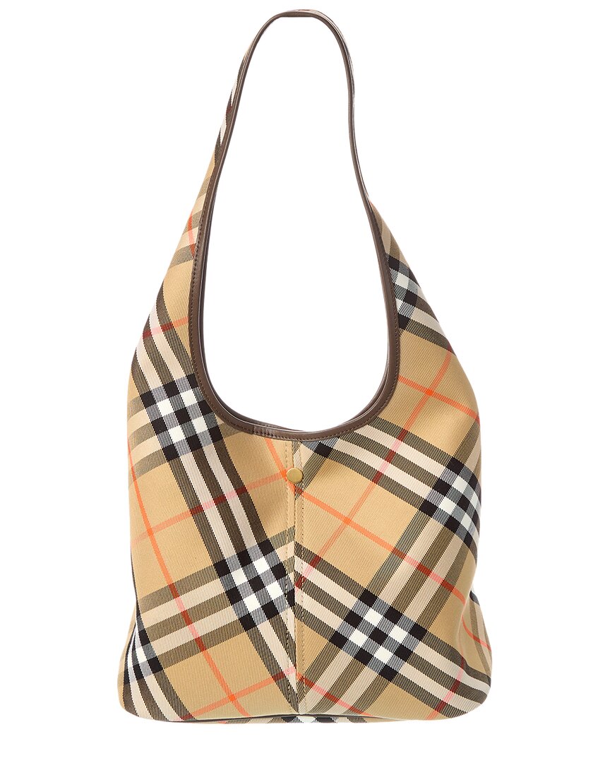 Burberry Check Small Canvas & Leather Hobo Bag