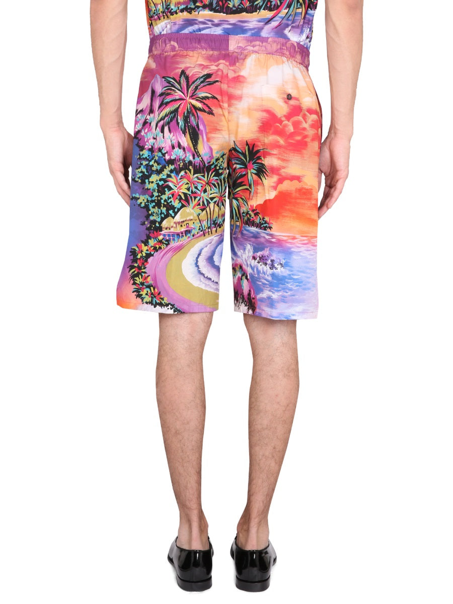 Dolce & Gabbana Men Bermuda Shorts With Hawaii Print