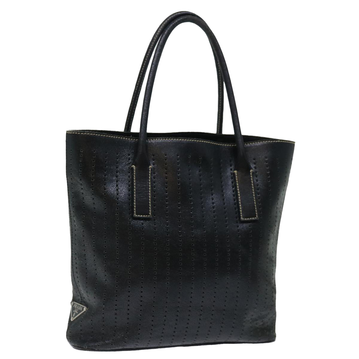 PRADA Hand Bag Leather Black 70865