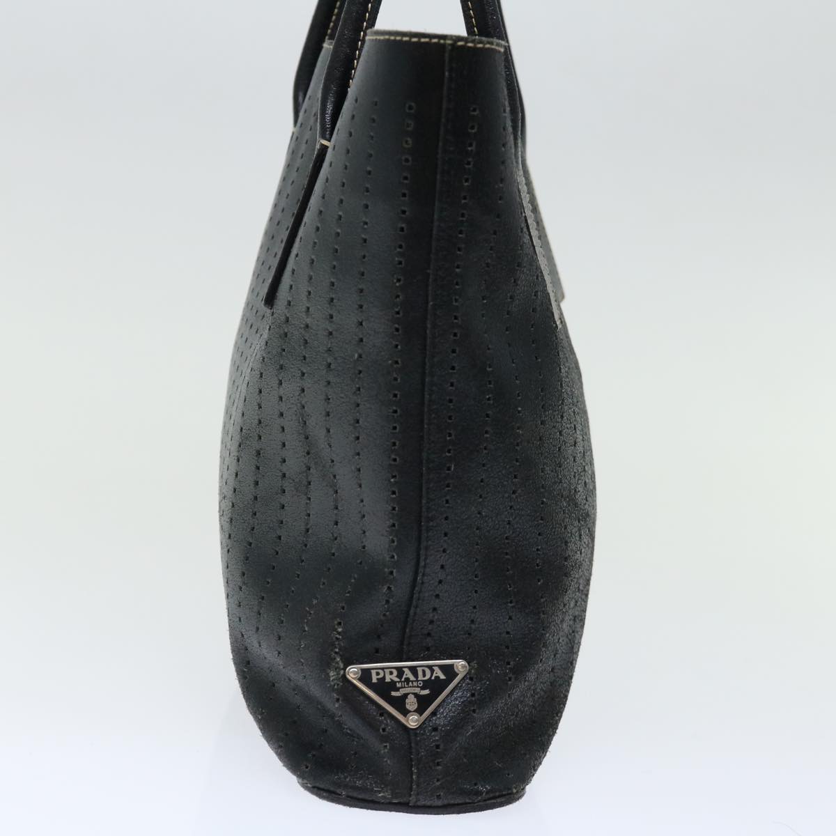 PRADA Hand Bag Leather Black 70865