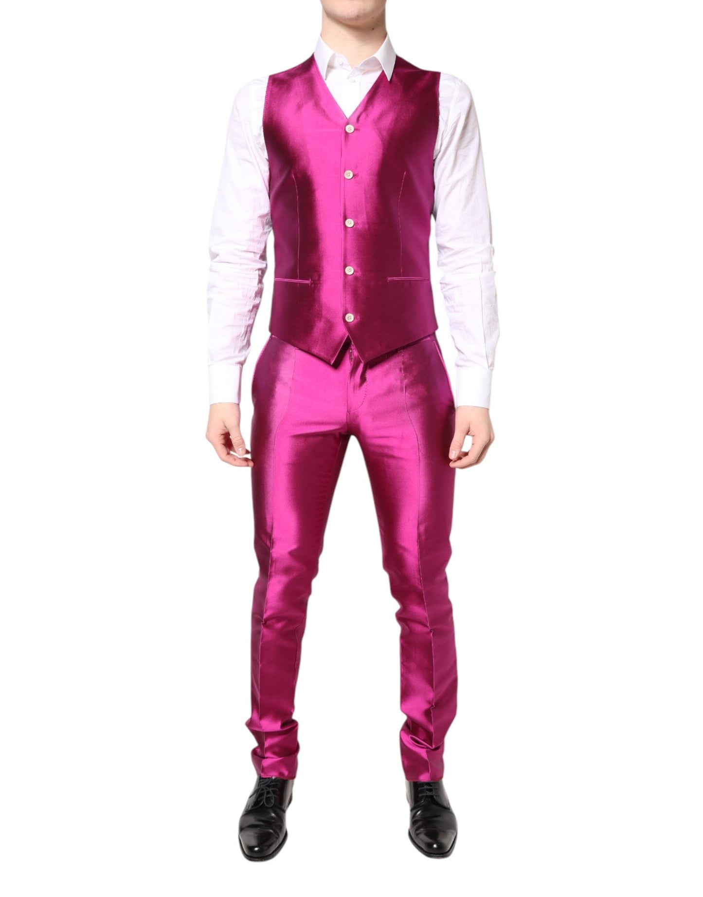 Dolce & Gabbana Pink SICILIA Double Breasted 3 Piece Men's Suit