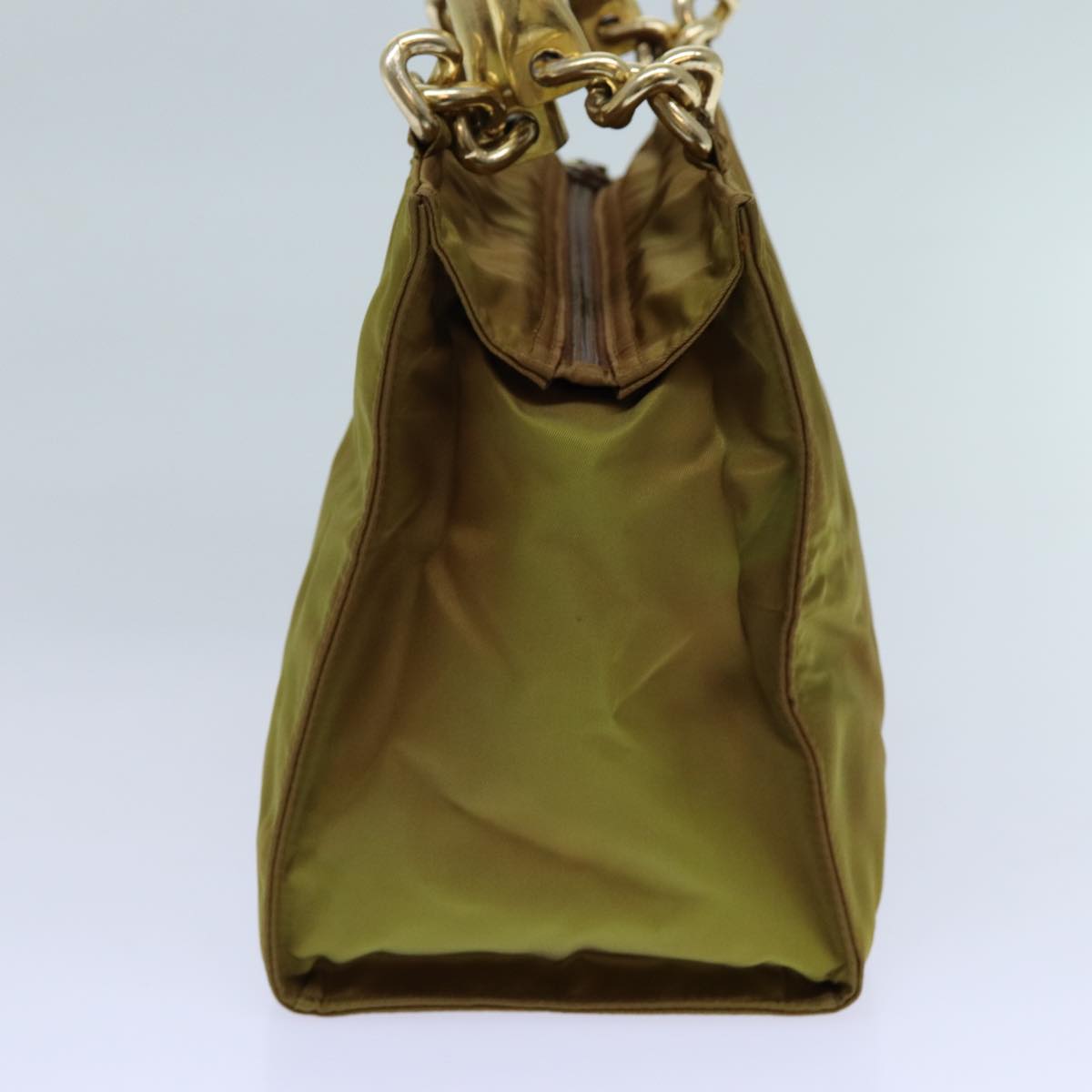 PRADA Chain Hand Bag Nylon Khaki 70956
