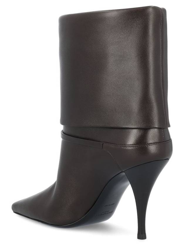 Saint Laurent Niki Leather Ankle Boots Eagle Brown