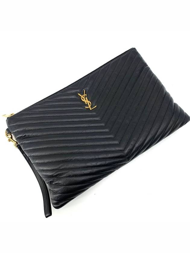 Saint Laurent Monogram matelass gold clutch large 440222