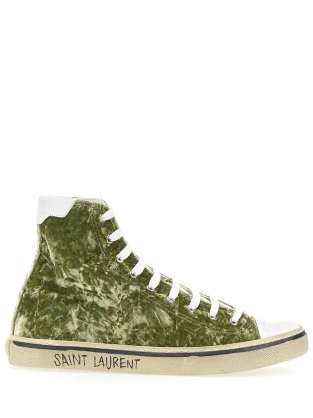 Saint Laurent Malibu Velvet High Top Sneakers Green