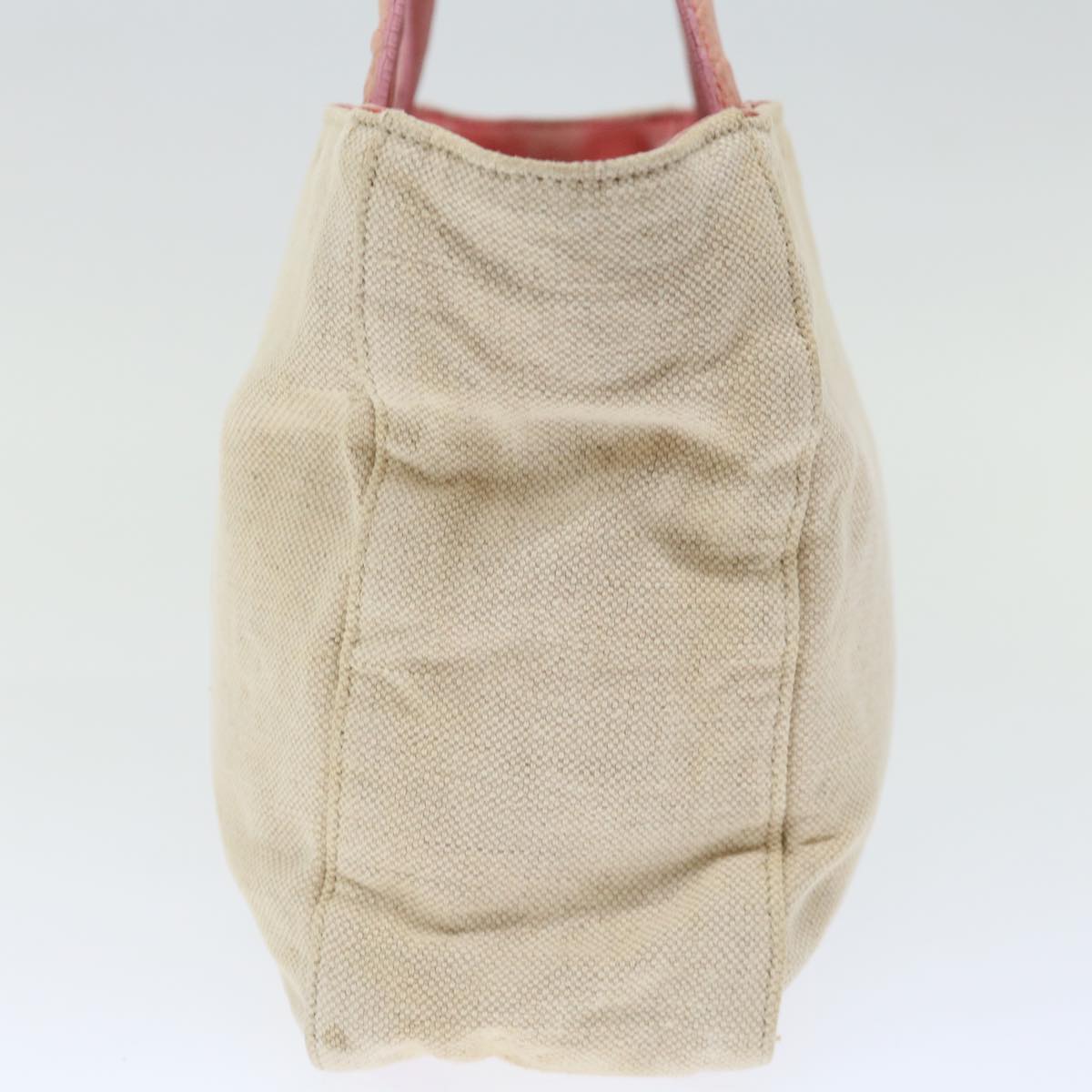 PRADA Hand Bag Canvas Beige Pink 71008