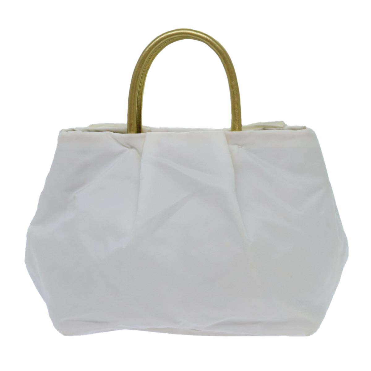 PRADA Hand Bag Nylon White Gold 71016