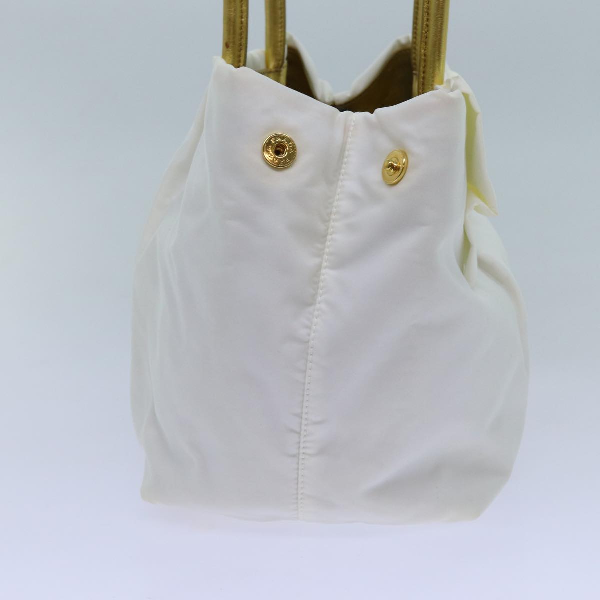 PRADA Hand Bag Nylon White Gold 71016