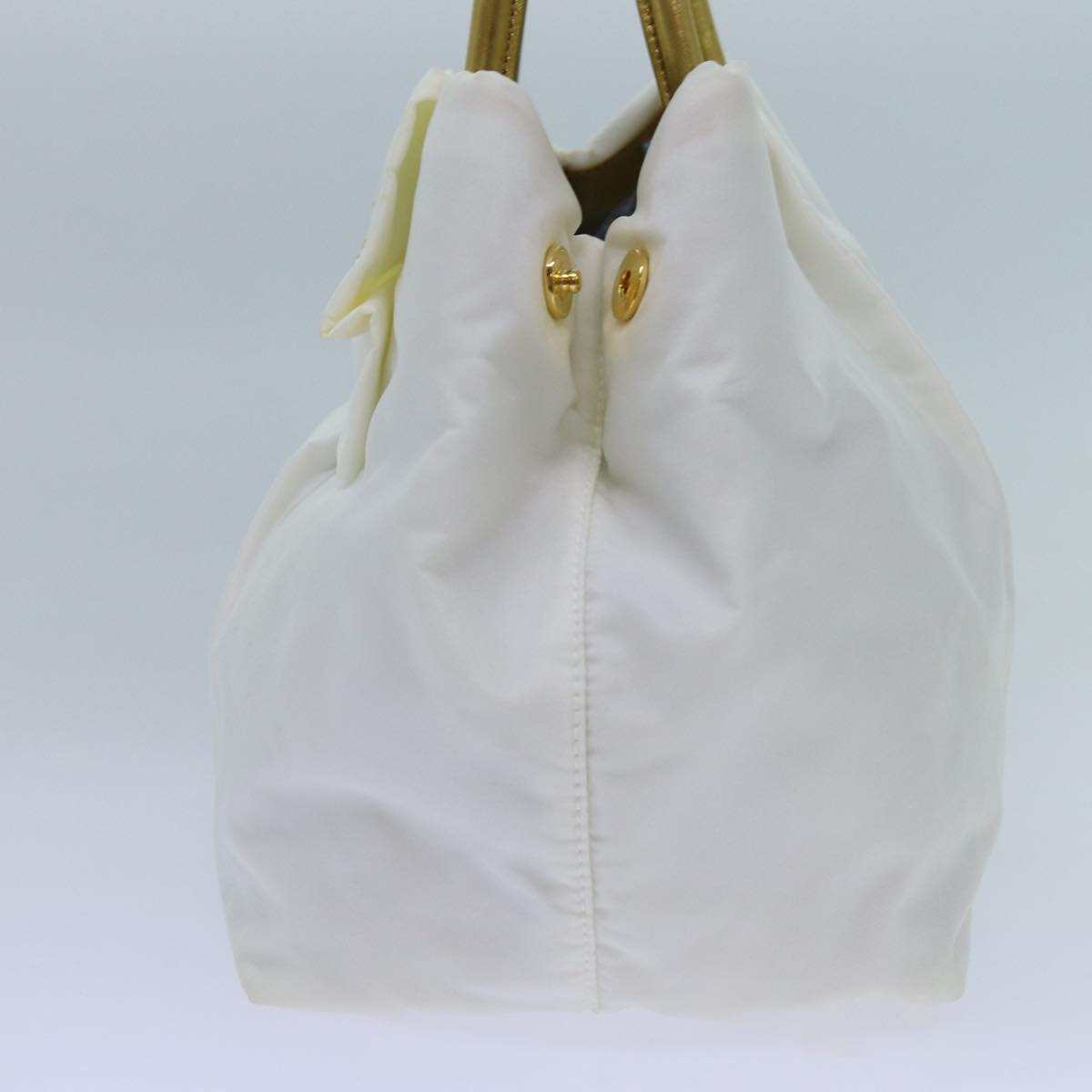 PRADA Hand Bag Nylon White Gold 71016