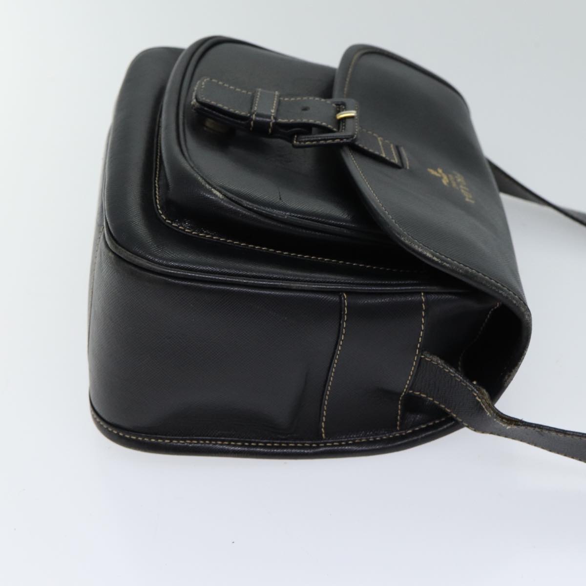 PRADA Safiano leather Shoulder Bag Black 71061