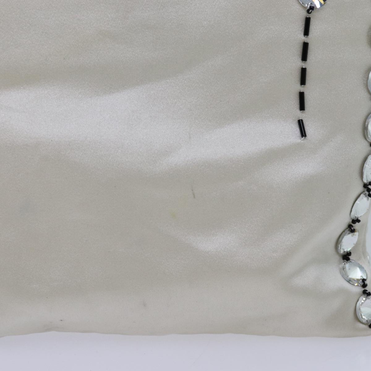 PRADA Hand Bag Satin White Black 71180