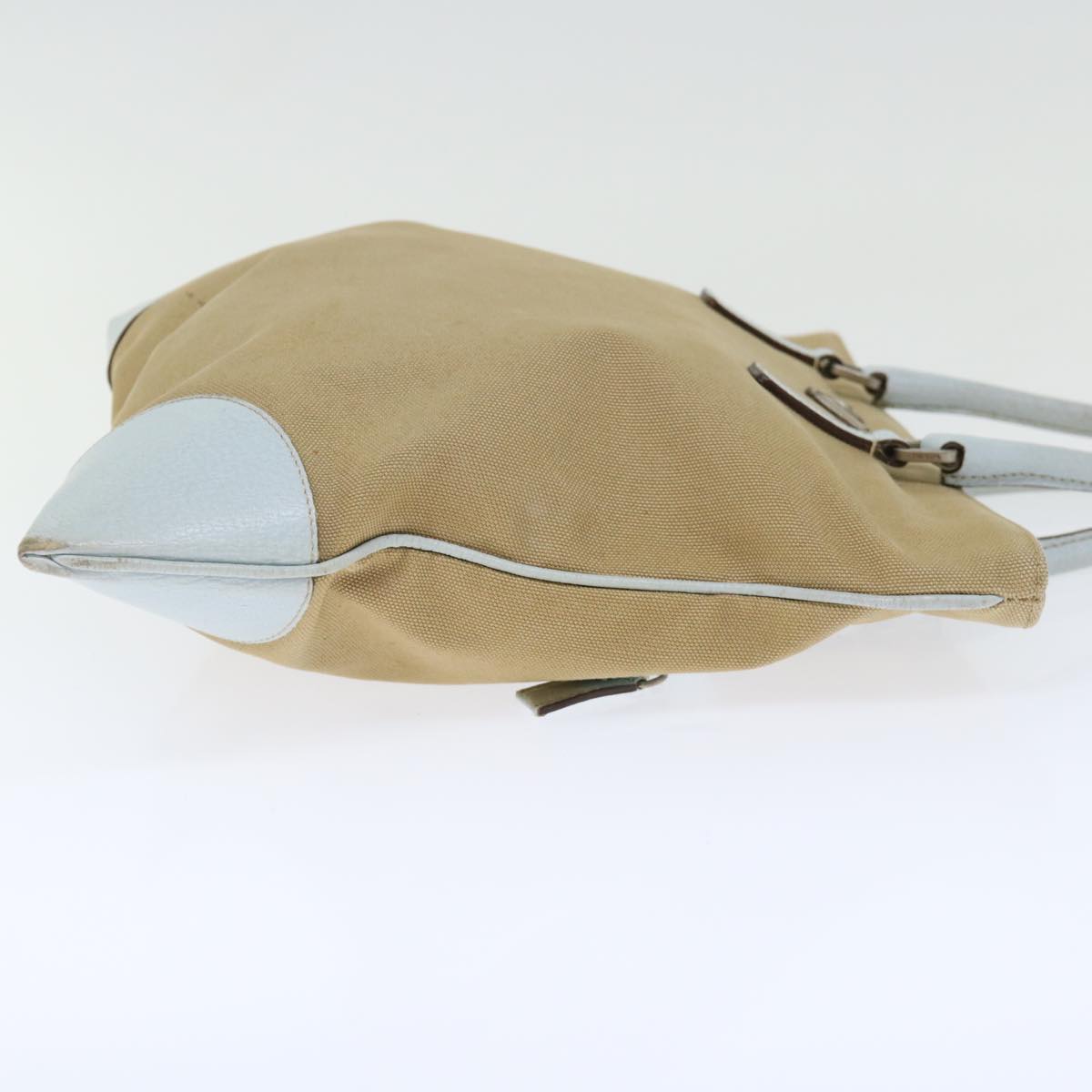 PRADA Hand Bag Canvas Beige Light Blue 71297