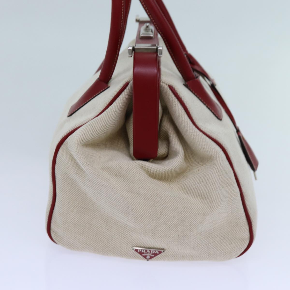 PRADA Hand Bag Canvas Beige 71304
