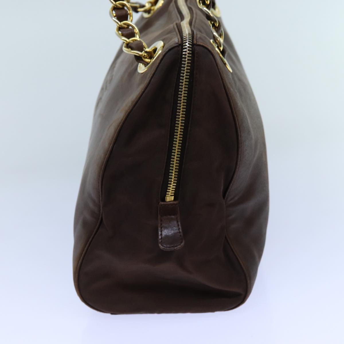 PRADA Chain Shoulder Bag Leather Brown 71495