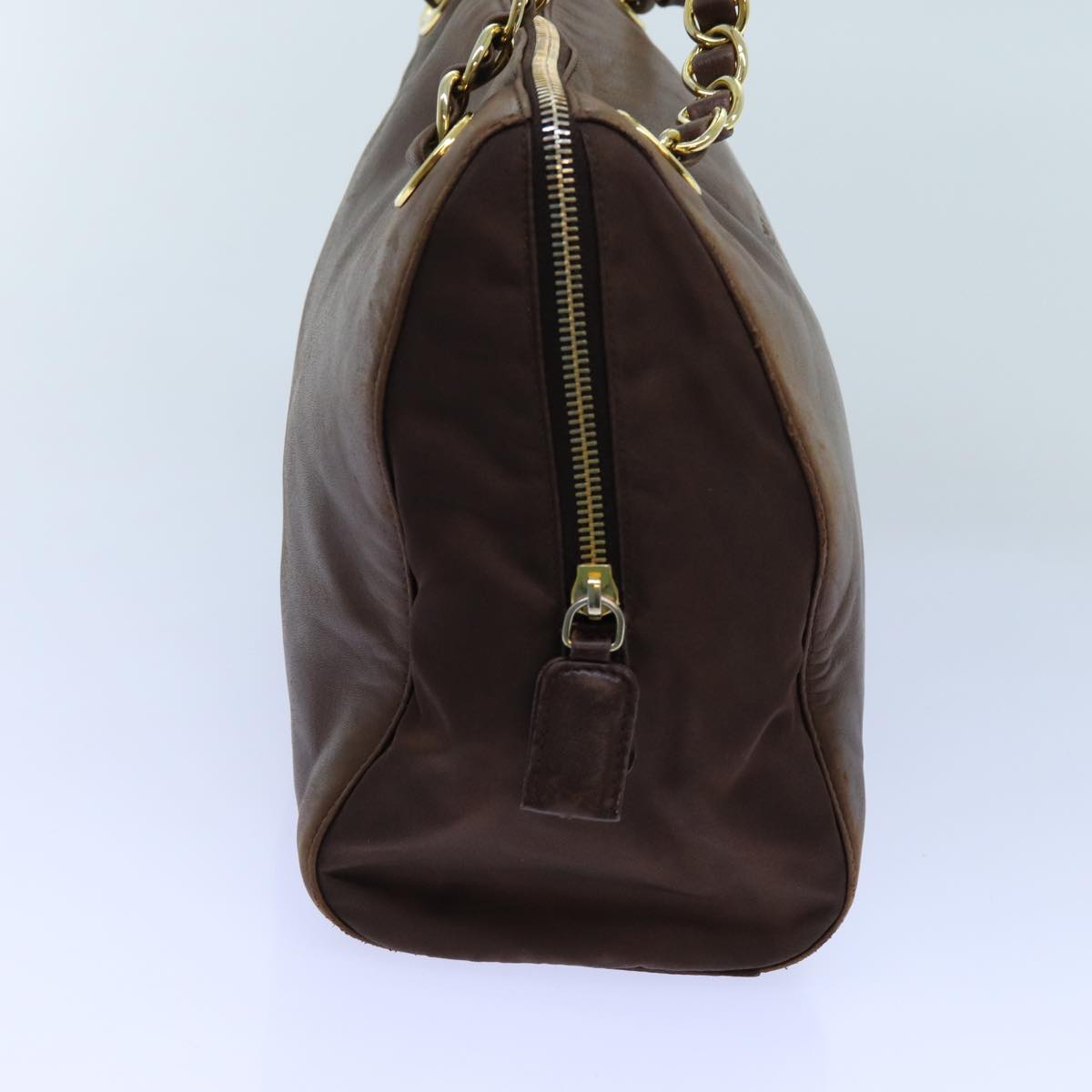 PRADA Chain Shoulder Bag Leather Brown 71495