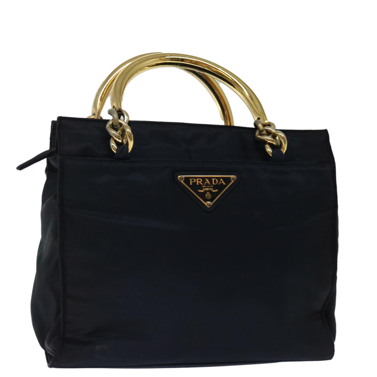 PRADA Hand Bag Nylon Navy 71498
