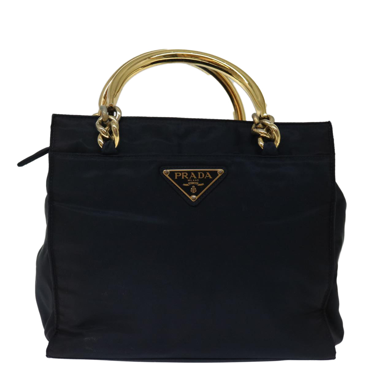 PRADA Hand Bag Nylon Navy 71498