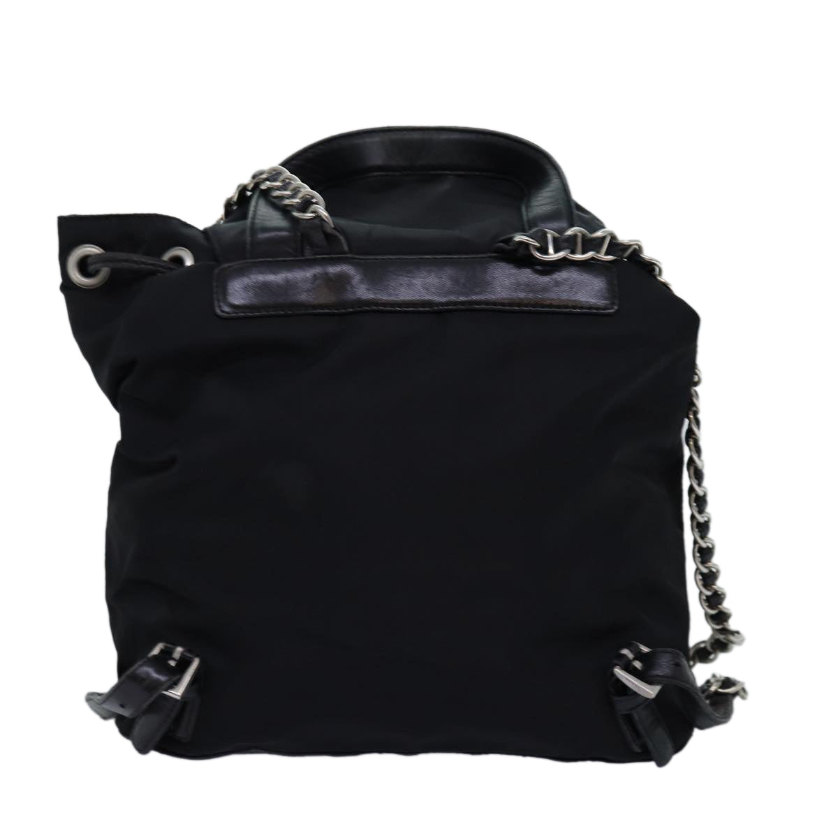 PRADA Chain Backpack Nylon Black 71499